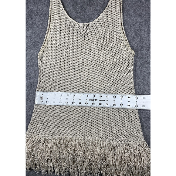 Brunello Cucinelli Sweater Womens Large Beige Cotton Knit Fringe Made in Italy - Picture 6 of 16